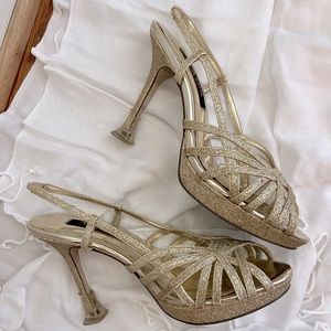 Size 7, Champagne, Glittery Heels